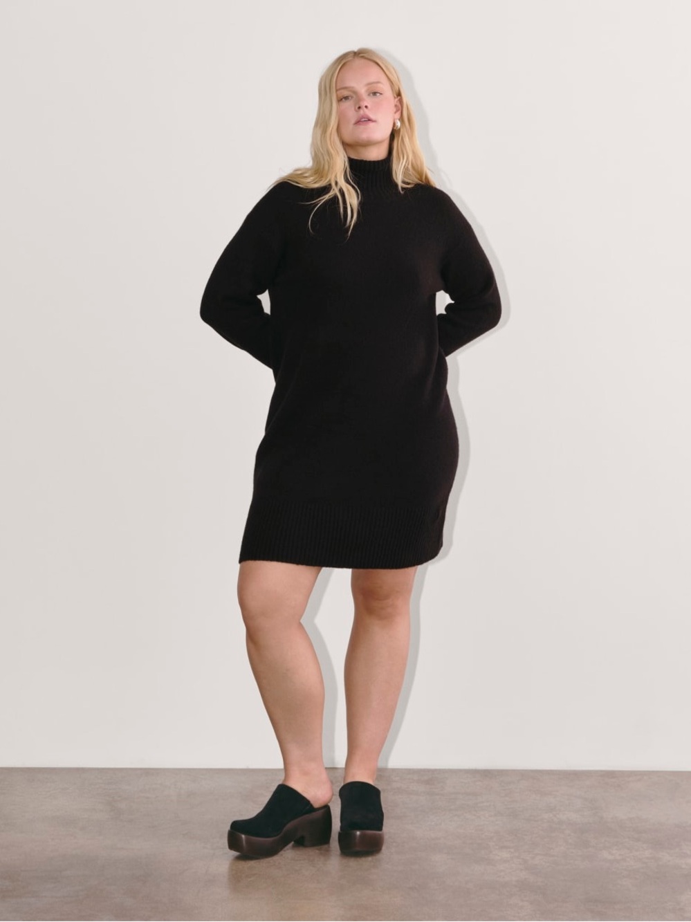 Everlane Plush Sweater Dress in Black, size S